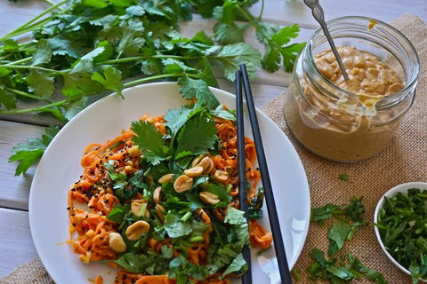 Sweet Potato Noodles with Lemongrass Satay Sauce