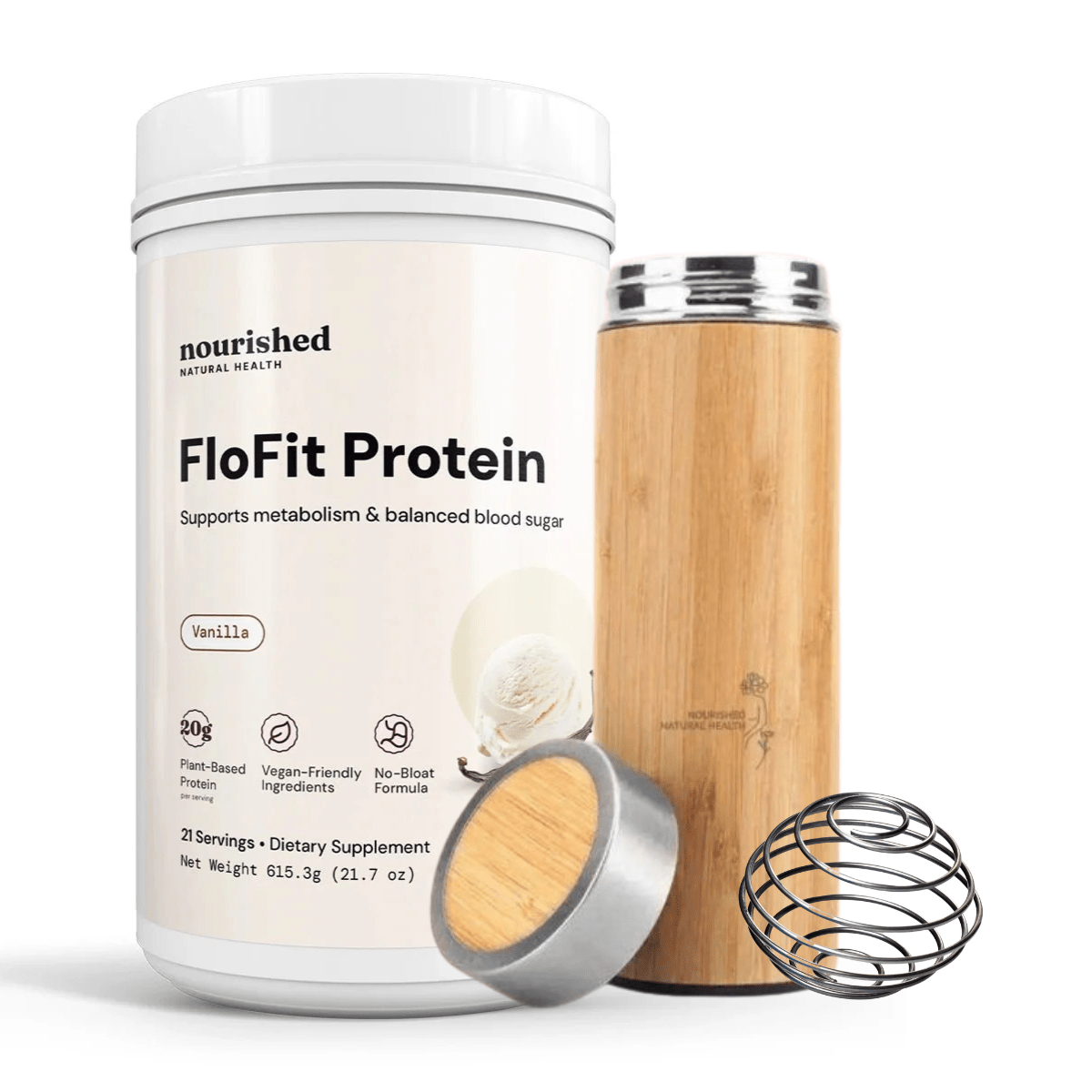FloFit Protein - 30% Off First Order + Bamboo Shaker Bottle - Nourished Natural Health