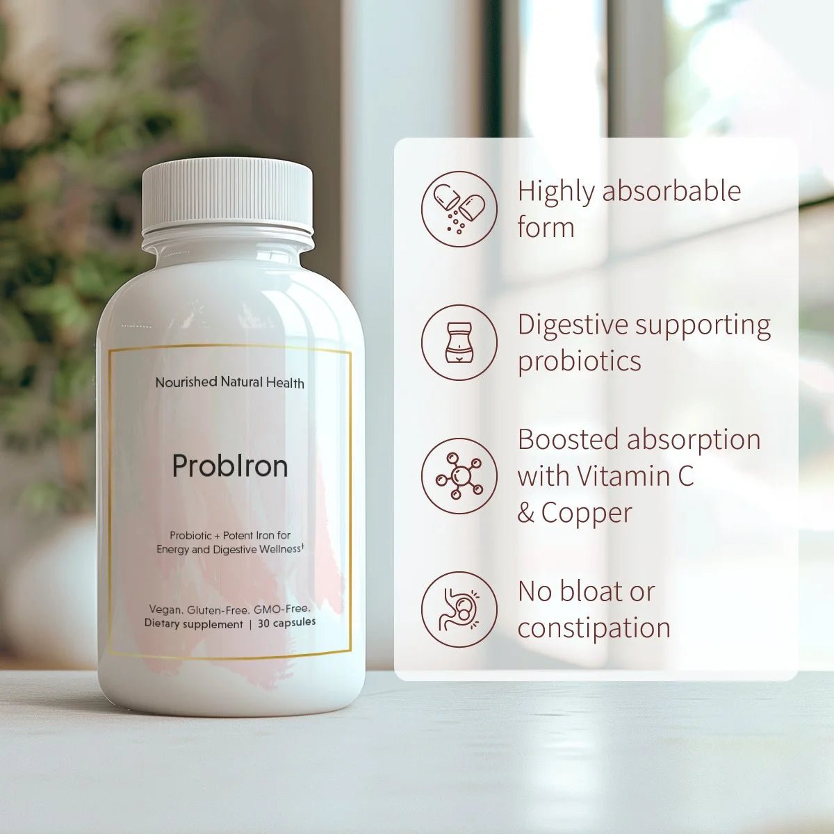 Nourished ProbIron - Probiotic + Potent Iron for Energy & Digestive Wellness - Nourished Natural Health