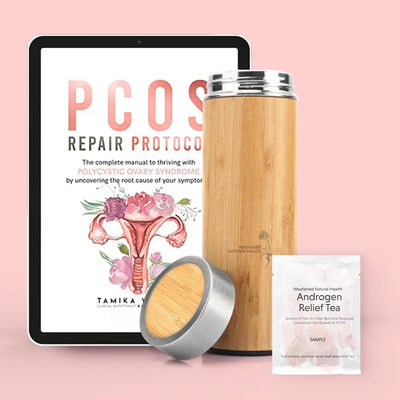 Tea Flask + Androgen Tea Sample + PCOS Repair Protocol Ebook